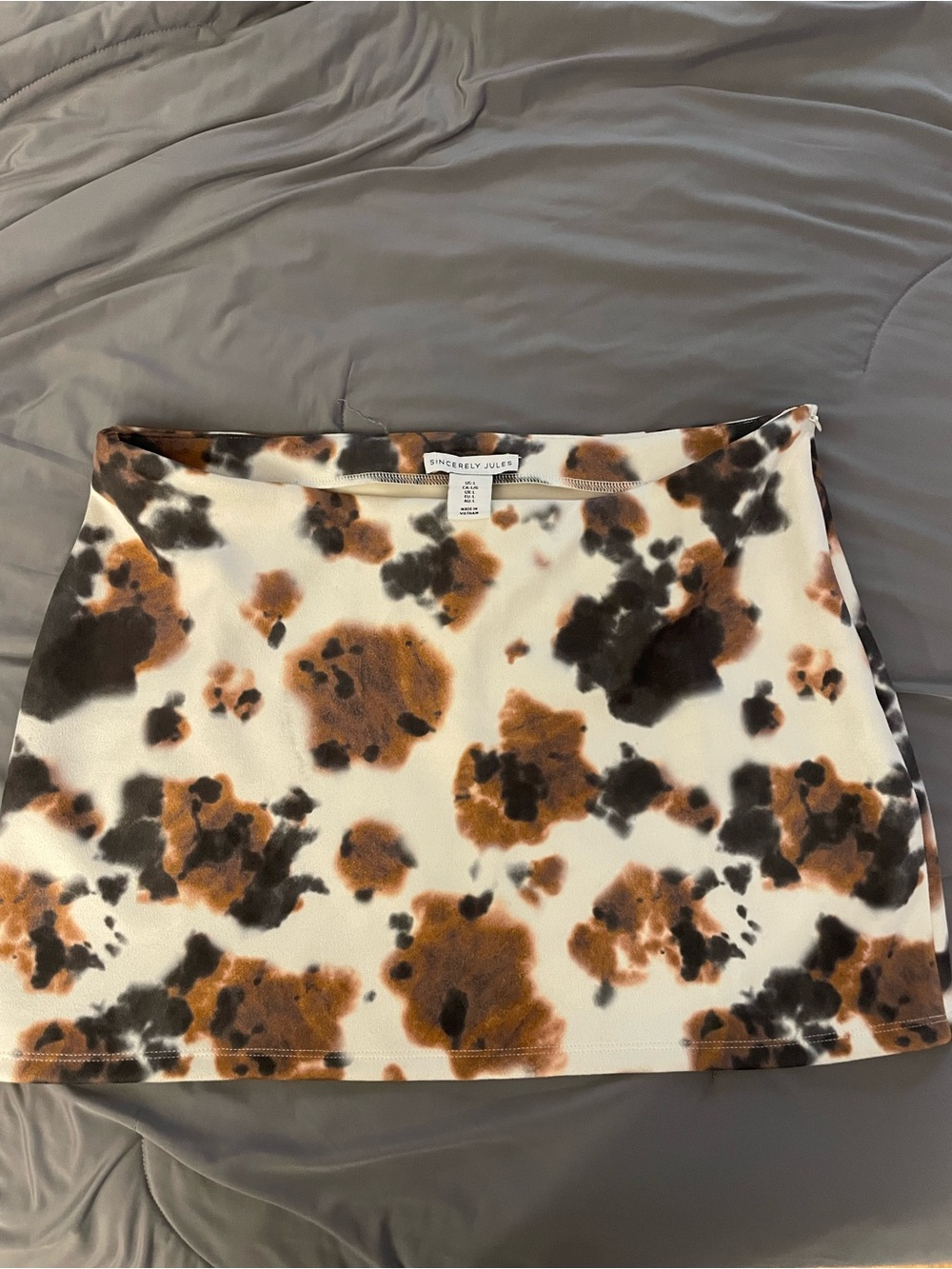 Sincerely Jules Cream Brown Black Printed Mini Skirt